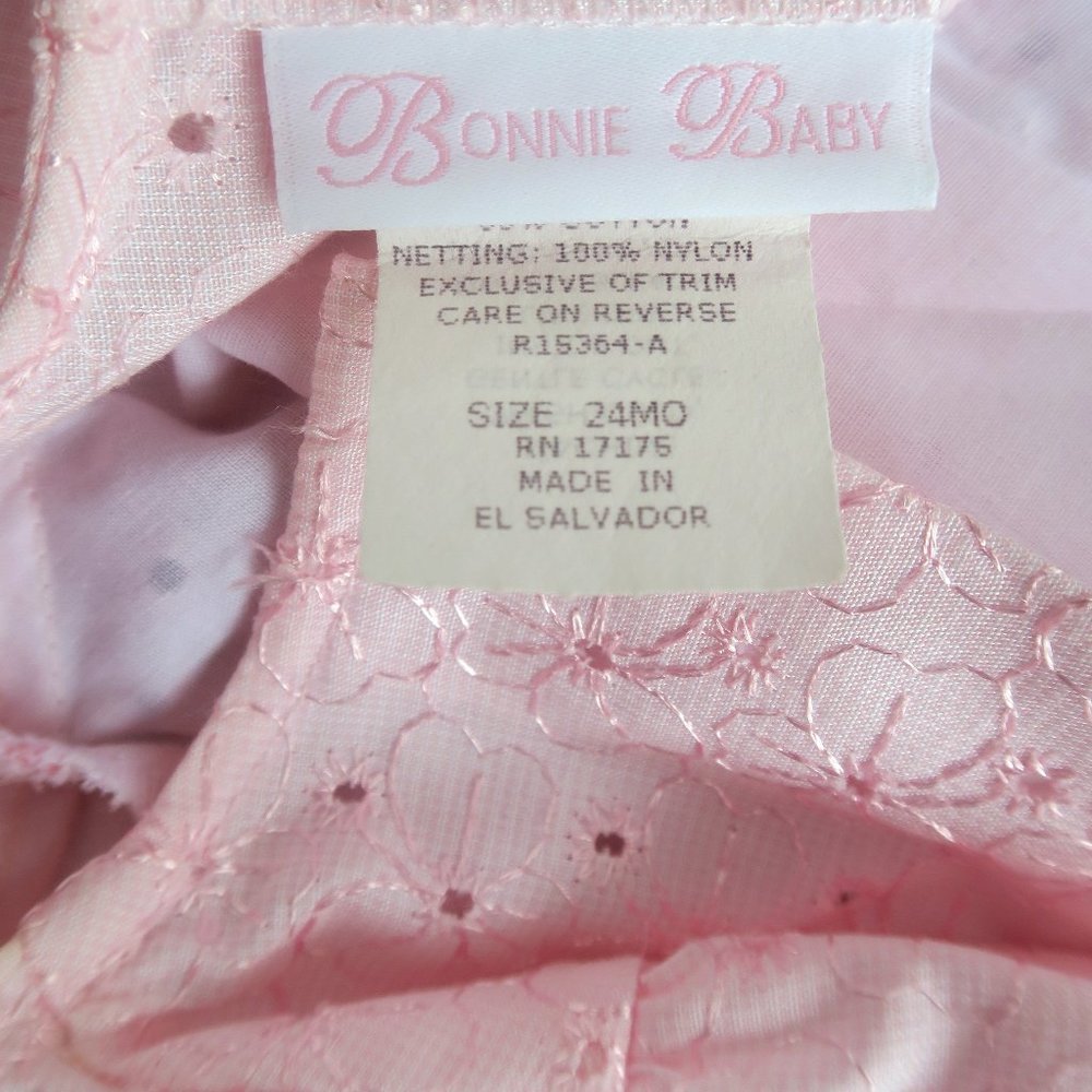 Bonnie Jean girls dress 24 months rose fabric with floral embroidery pink roses - Picture 5 of 8